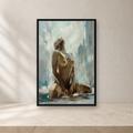 Rainfall Muse Framed Canvas Wall Art – Modern Figurative Woman Artwork