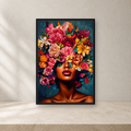 Floral Muse Framed Canvas Wall Art – Elegant Botanical Woman Portrait