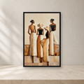 Sisterhood in Neutrals Framed Canvas Wall Art – Elegant Figurative Artwork