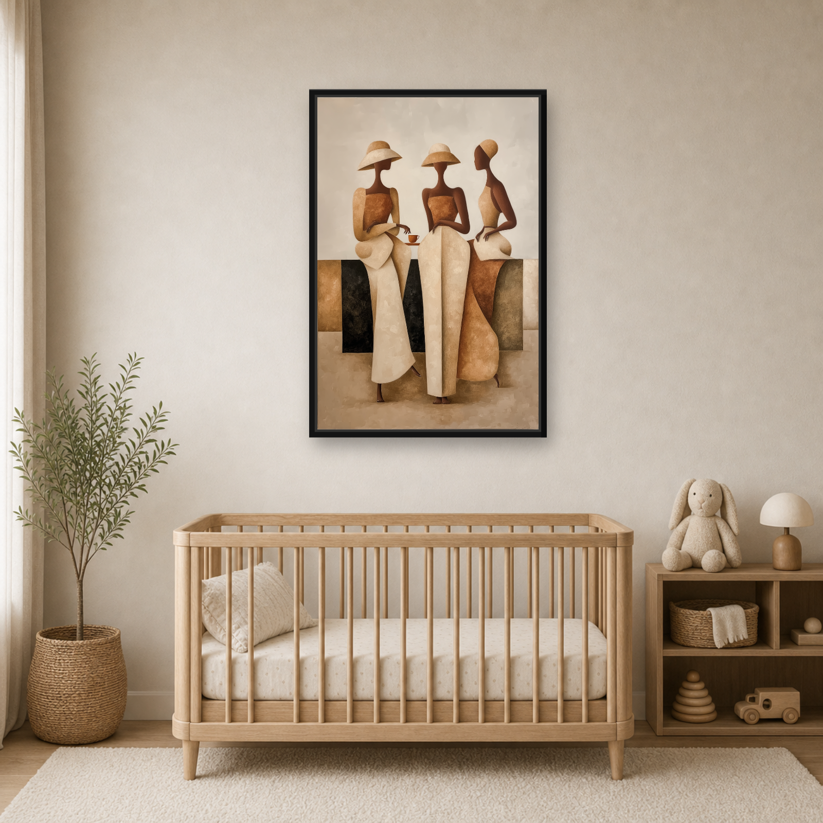Sisterhood in Neutrals Framed Canvas Wall Art – Elegant Figurative Artwork (Copy)