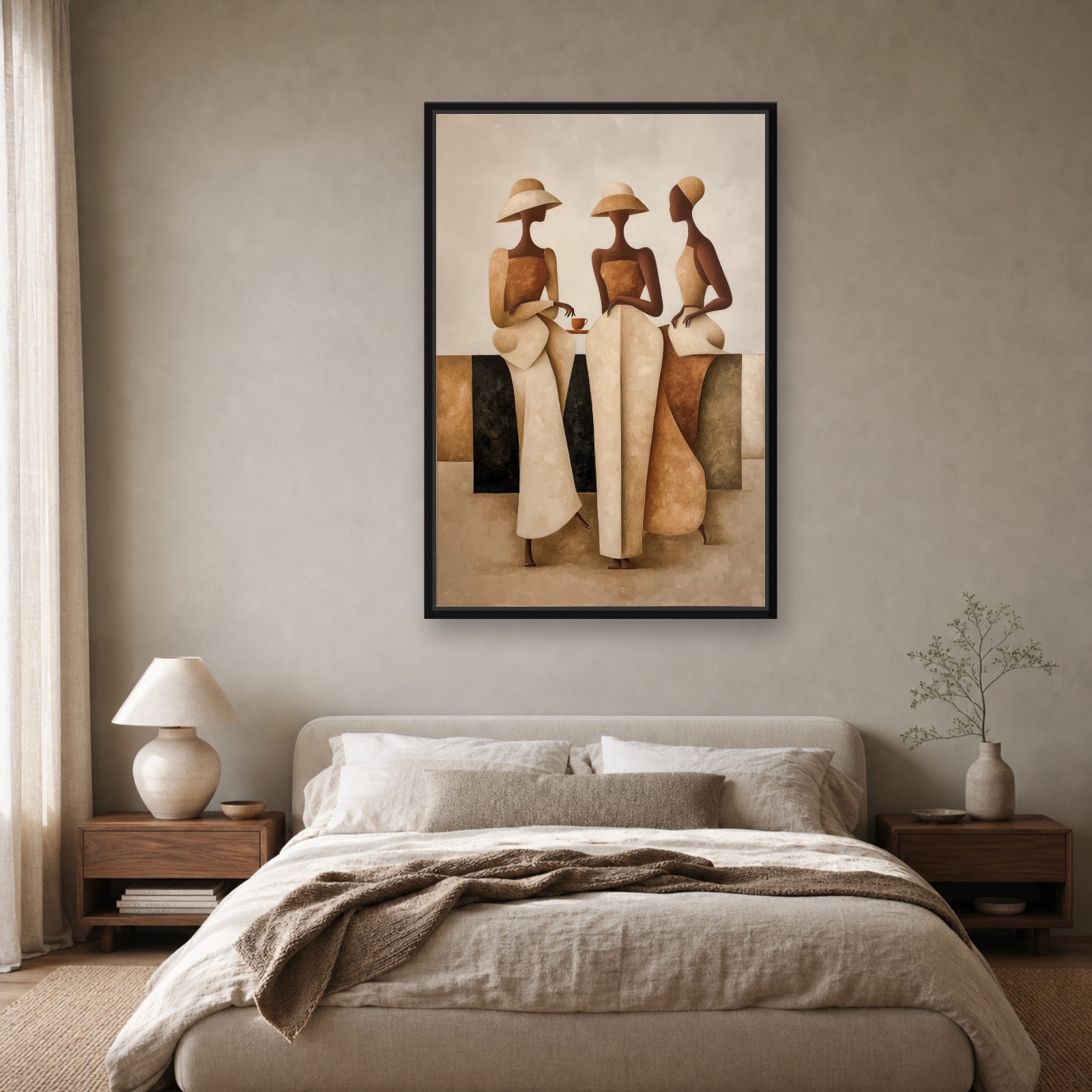 Sisterhood in Neutrals Framed Canvas Wall Art – Elegant Figurative Artwork (Copy)
