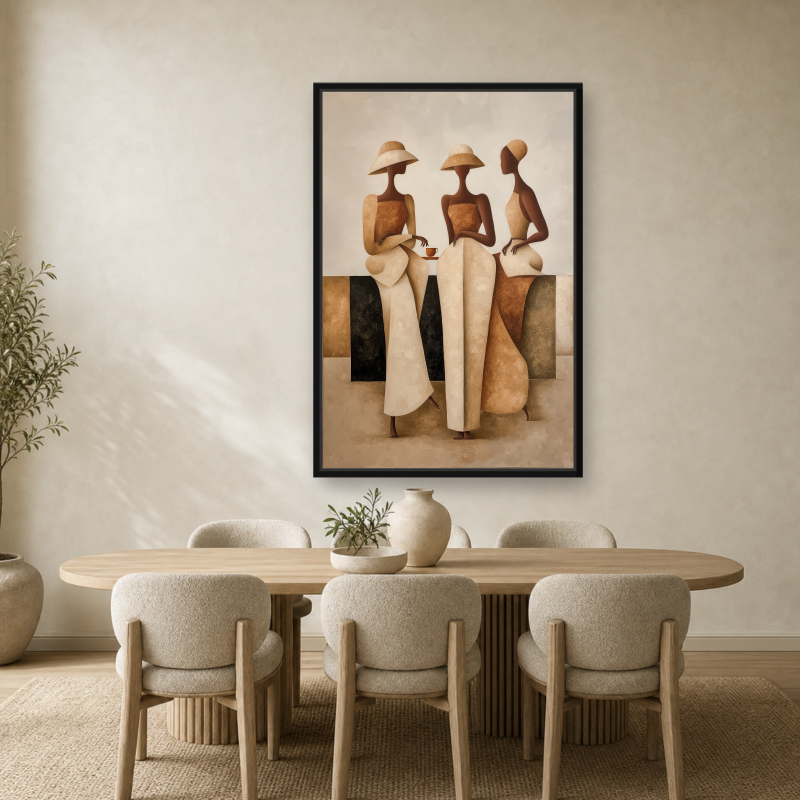Sisterhood in Neutrals Framed Canvas Wall Art – Elegant Figurative Artwork (Copy)