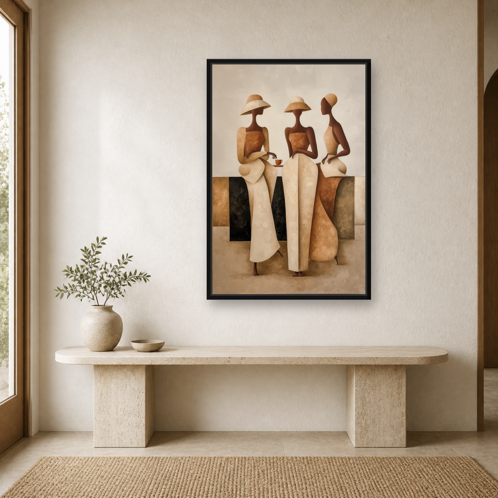 Sisterhood in Neutrals Framed Canvas Wall Art – Elegant Figurative Artwork (Copy)