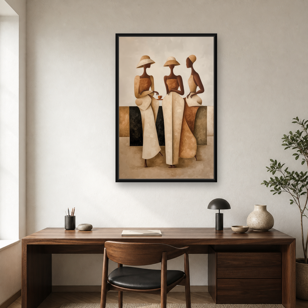Sisterhood in Neutrals Framed Canvas Wall Art – Elegant Figurative Artwork (Copy)