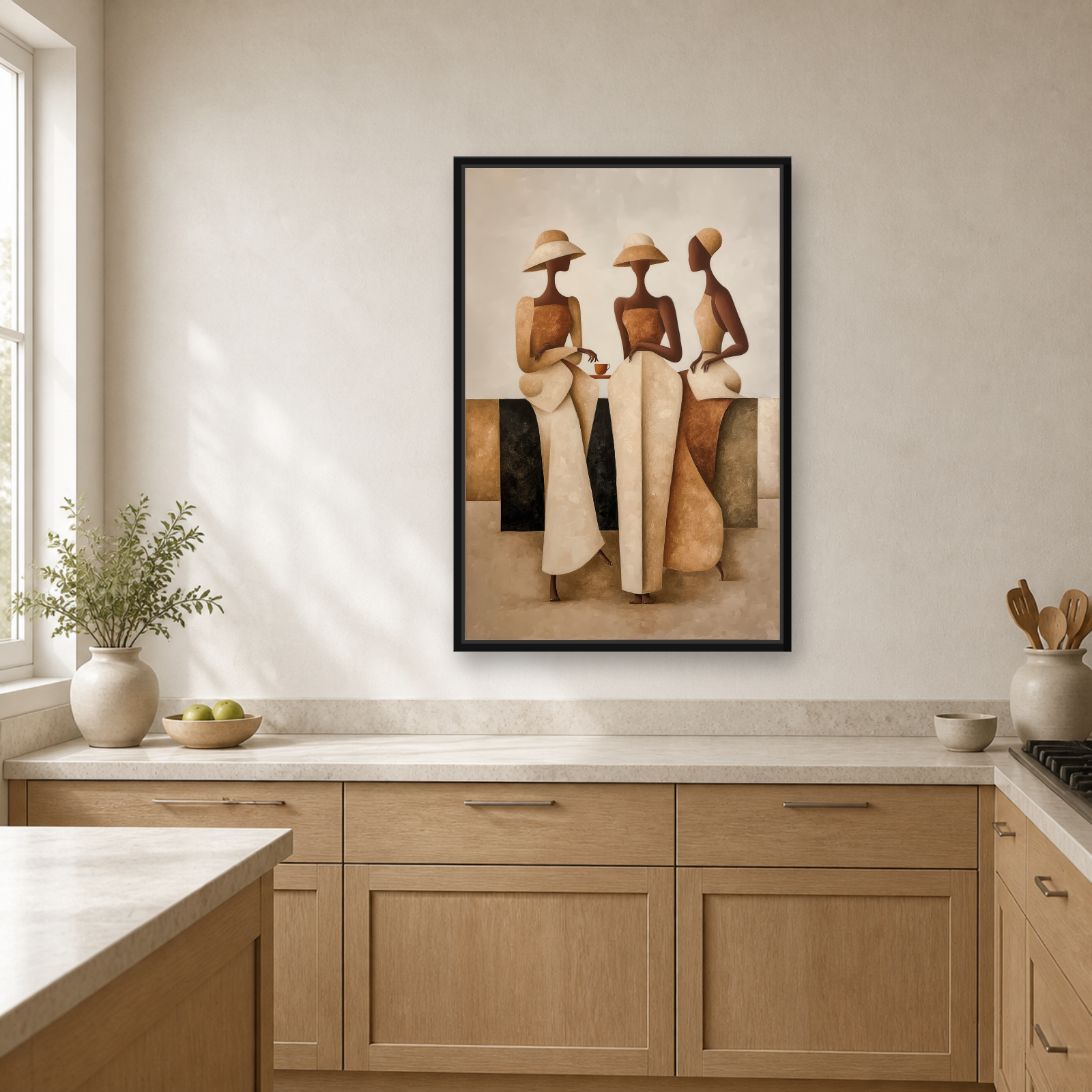 Sisterhood in Neutrals Framed Canvas Wall Art – Elegant Figurative Artwork (Copy)